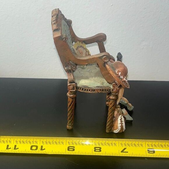 Fancy Victorian Chair Figurine Decorated with Lady's Accessories Miniature 5 in - Picture 11 of 11